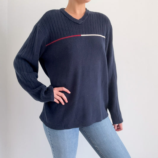 Y2K Tommy Hilfiger Navy Sweater / SZ M-XL
