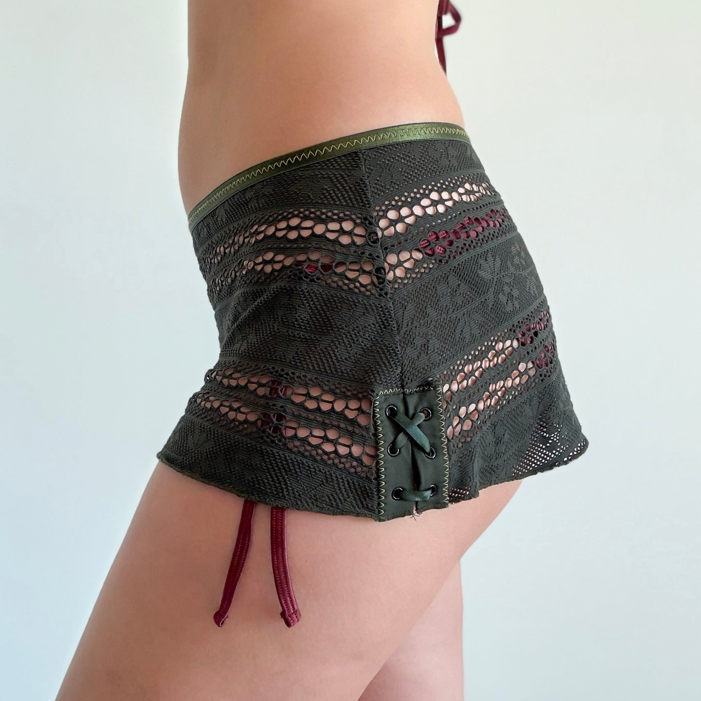 Y2K Army Green Mini Swim Skirt / SZ XS/S