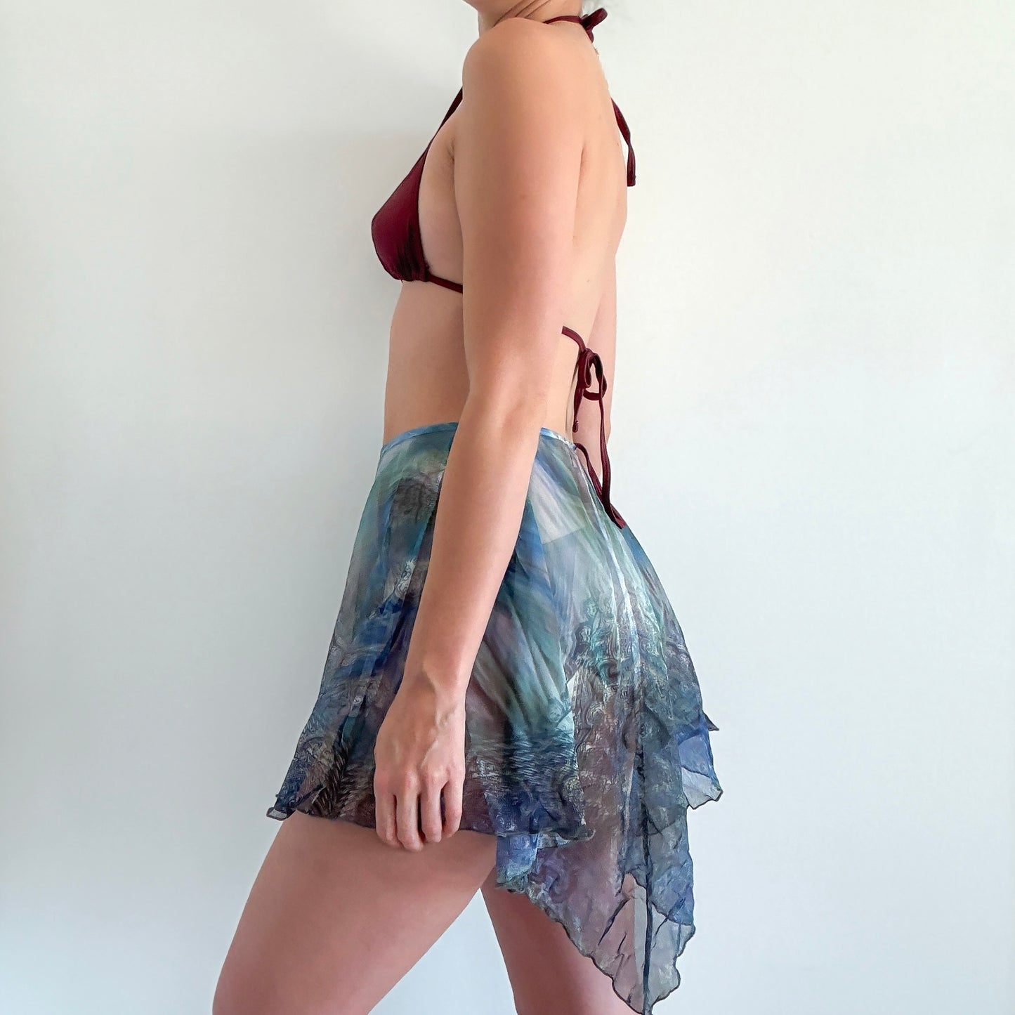 Y2K Blue & Green Paisley Poncho/Skirt