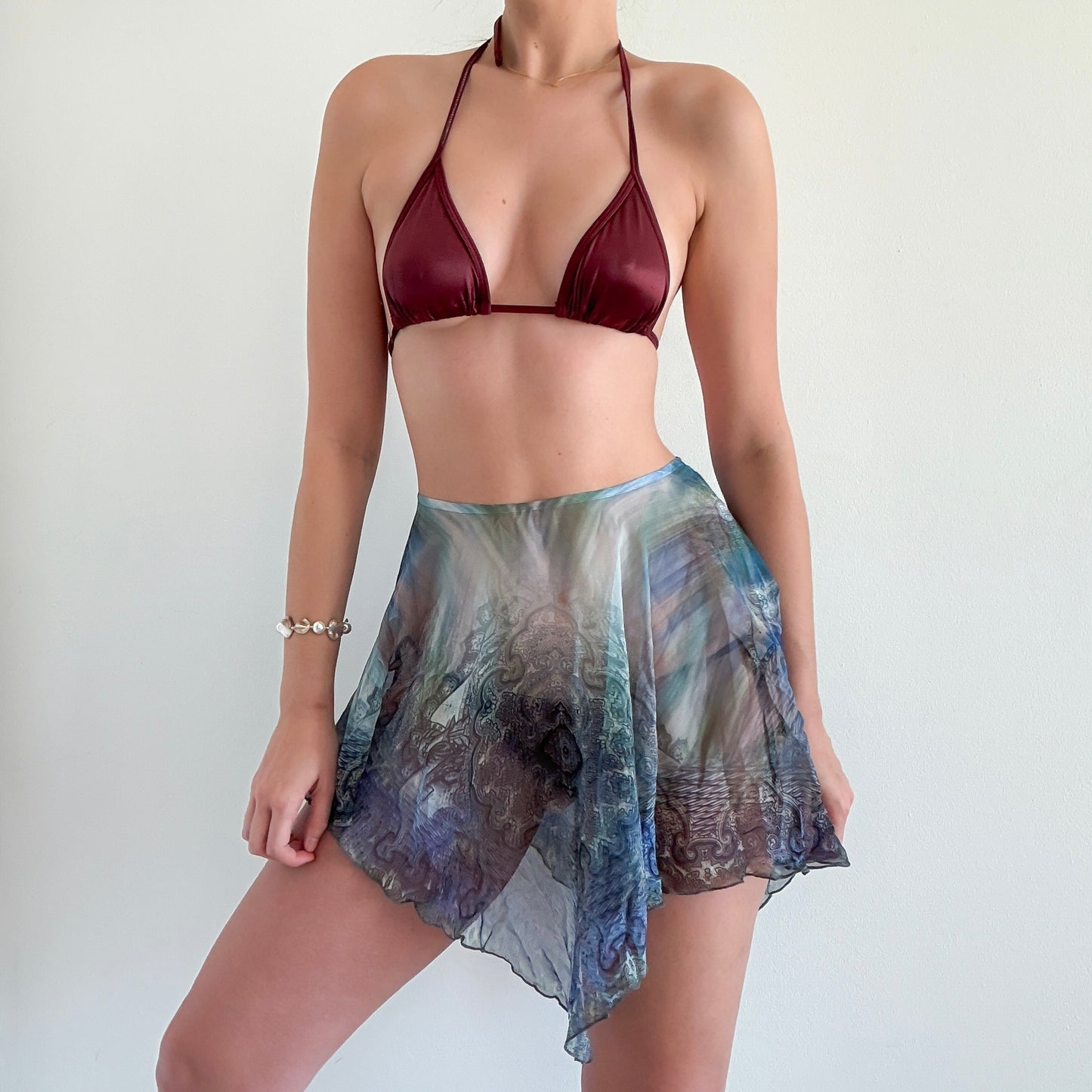 Y2K Blue & Green Paisley Poncho/Skirt