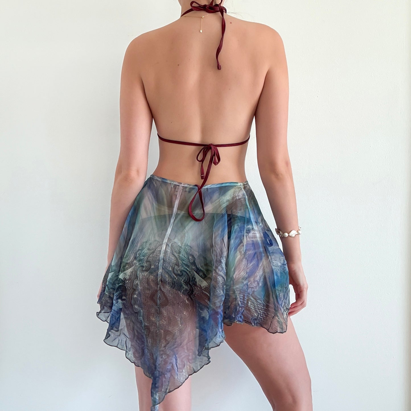 Y2K Blue & Green Paisley Poncho/Skirt