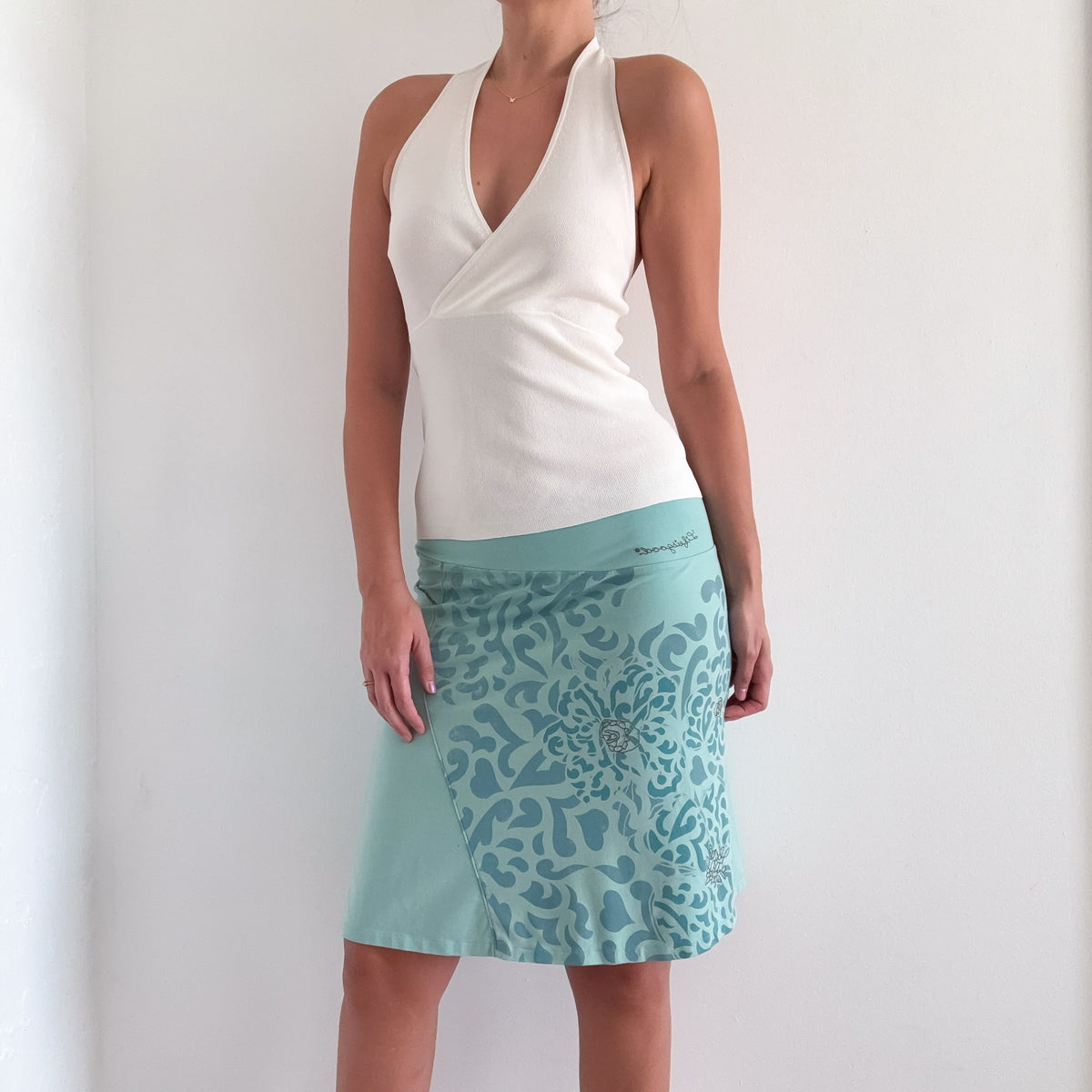 Y2K White Knit Halter Top / SZ S