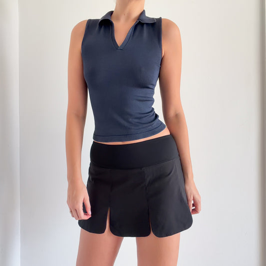 Y2K Fila Black Scallop Hem Tennis Skirt / SZ M