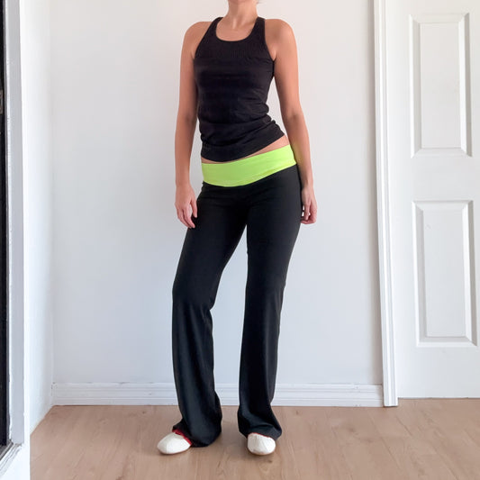 Y2K Neon Green & Black Yoga Pants / SZ L