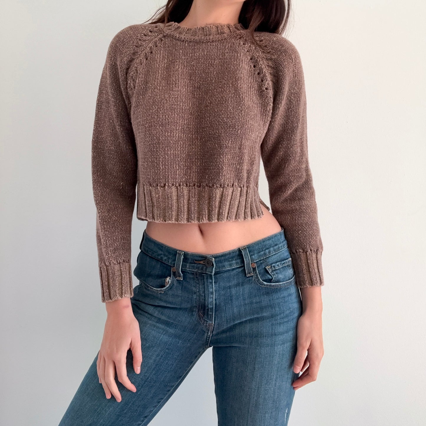90's Light Brown Knit Chunky Sweater / SZ M
