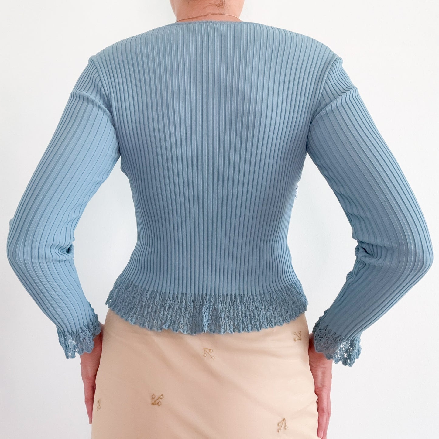 Y2K Anti-Flirt Powder Blue Knit Cardigan / SZ XS/S