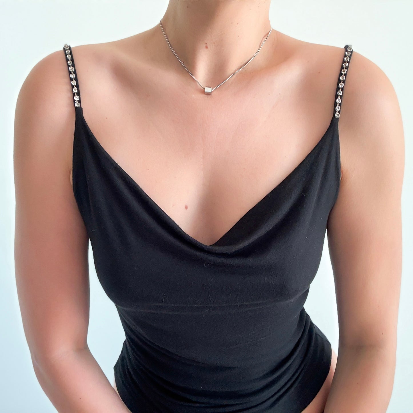 Y2K Black Diamond Strap Draped Tank / SZ S