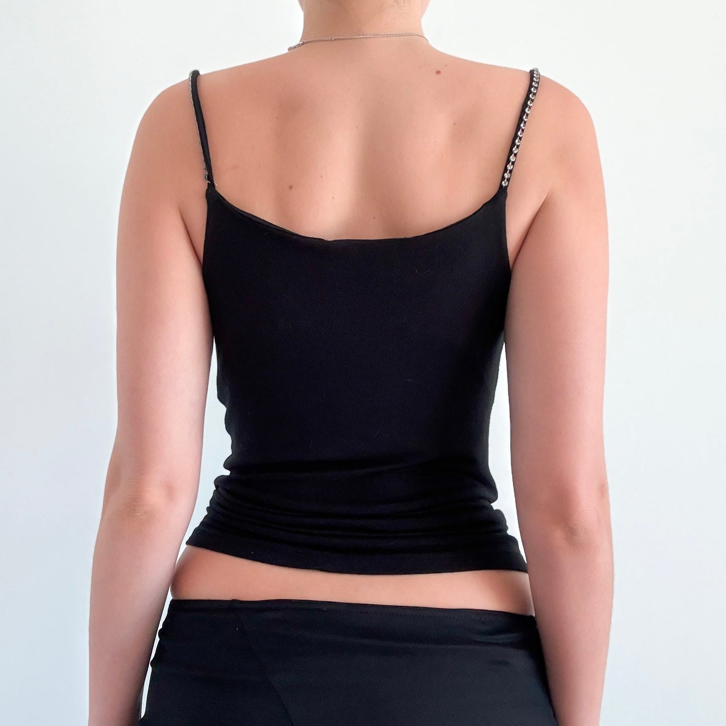 Y2K Black Diamond Strap Draped Tank / SZ S