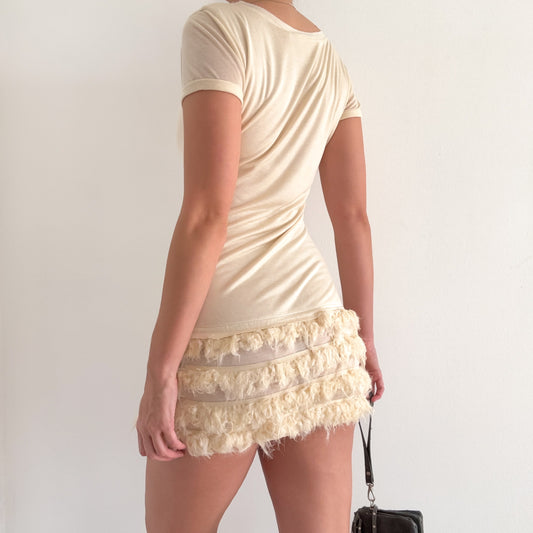 Y2K Diane VonFurstenberg Cream T-Shirt Dress / SZ XS/S
