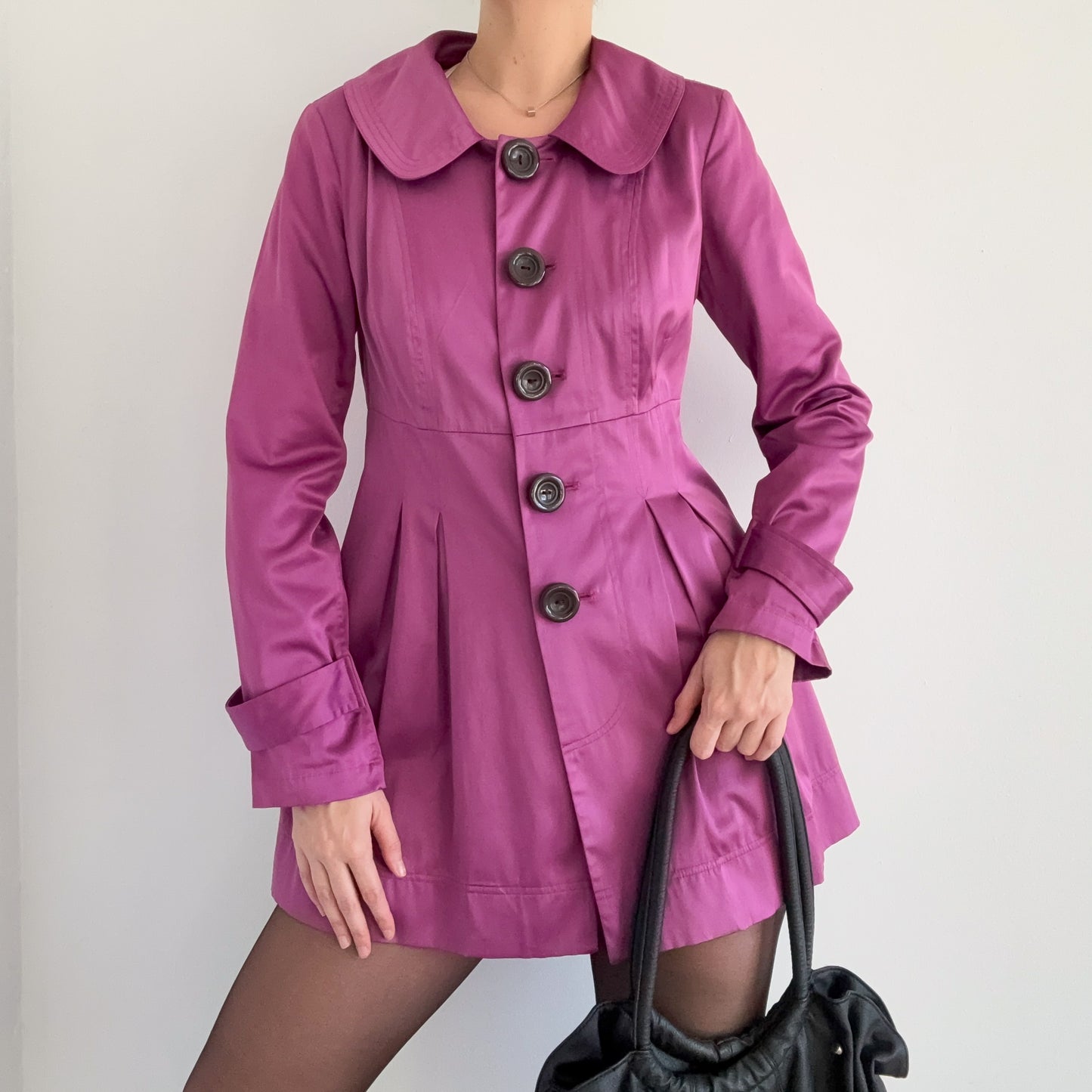 Y2K Mulberry Satin Babydoll Coat / SZ M