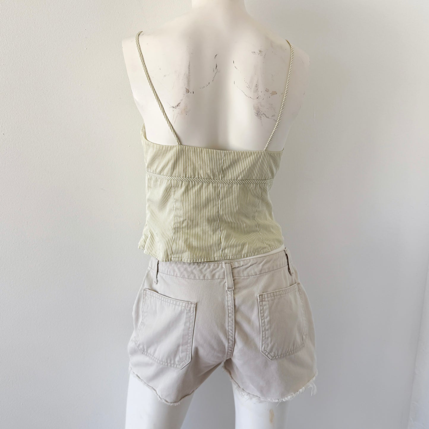Y2K Cream Denim Buttonfly Shorts / SZ 4