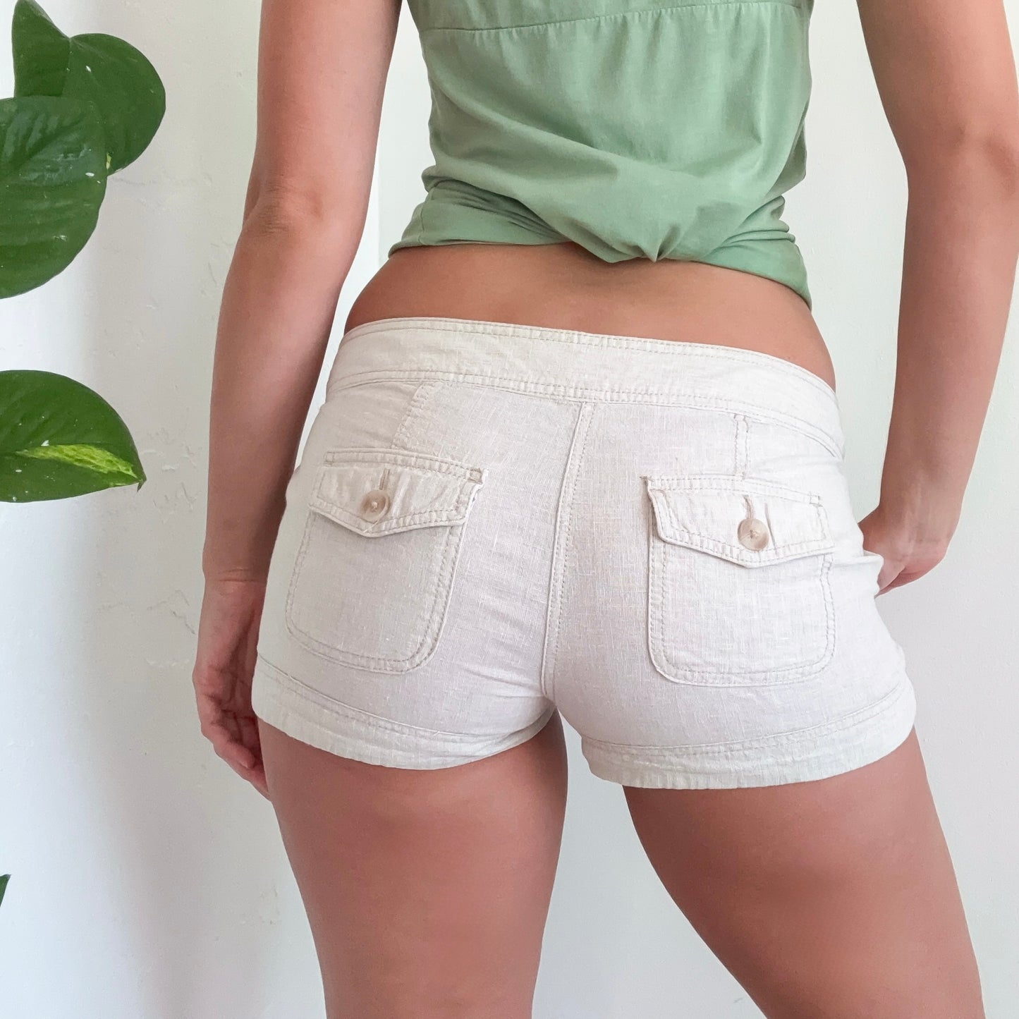 Y2K Beige Linen Cotton Nautical Shorts / SZ 8