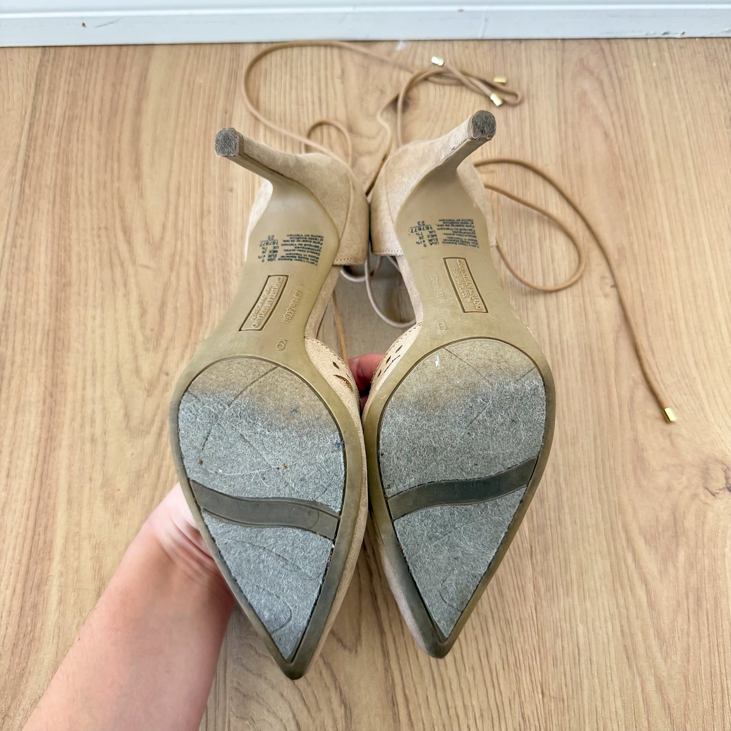 Y2K Tan Cutout Lace Up Pointed Toe Heels / SZ 9