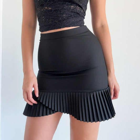 Y2K Black Pleated Pencil Skirt / SZ 2-4