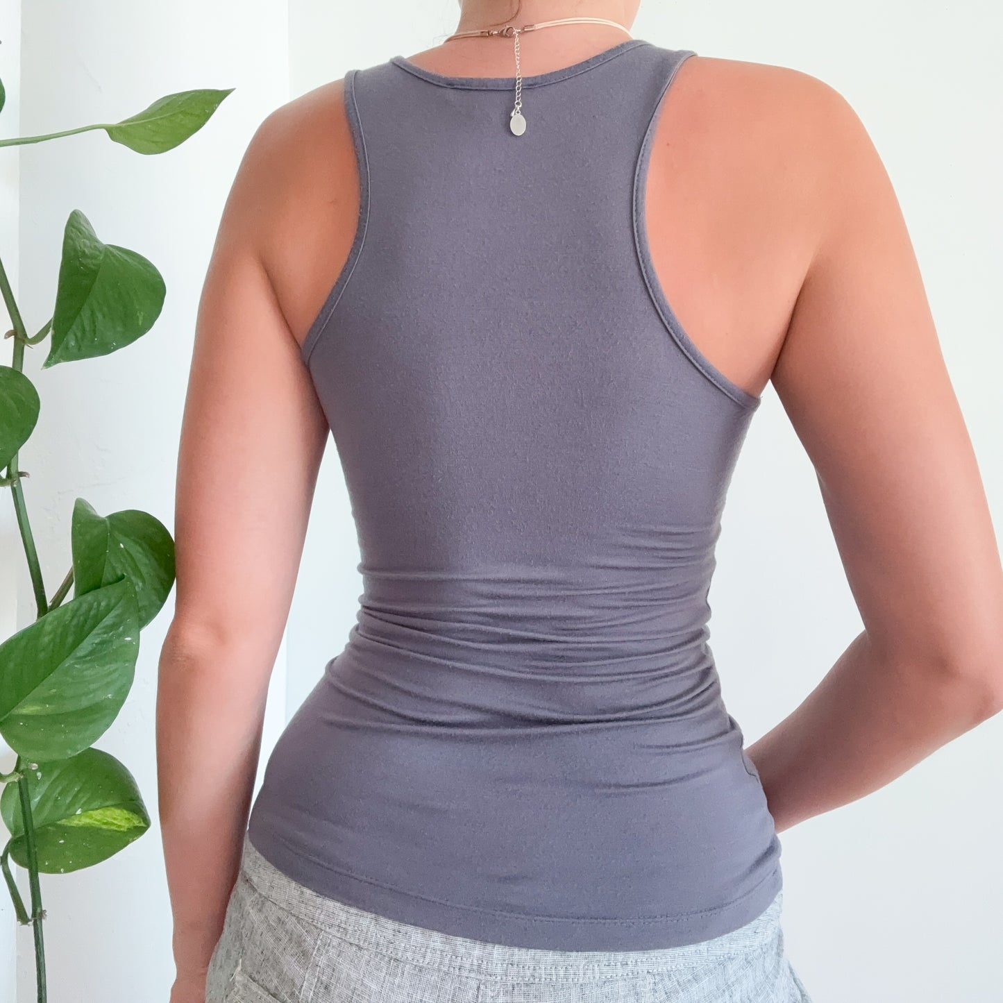 Y2K Grey Bow Sequin Tank / SZ S