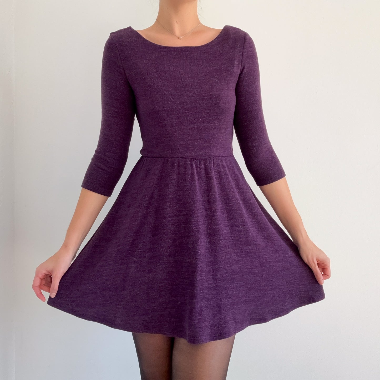 2010's Purple Sparkle Knit Mini Dress / SZ S