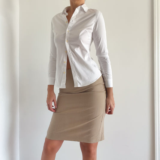Y2K White Cotton Button Up Blouse / SZ 0/2