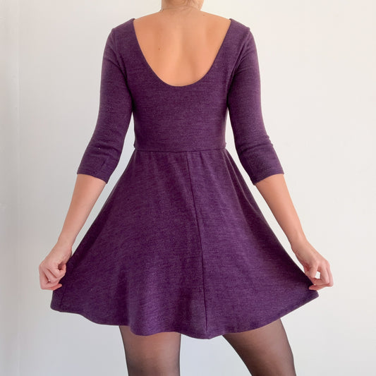 2010's Purple Sparkle Knit Mini Dress / SZ S