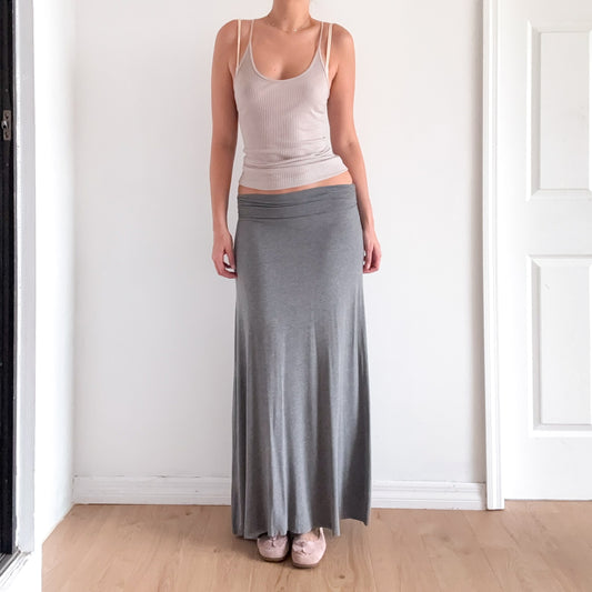 Y2K Grey Rayon Maxi Skirt / SZ S