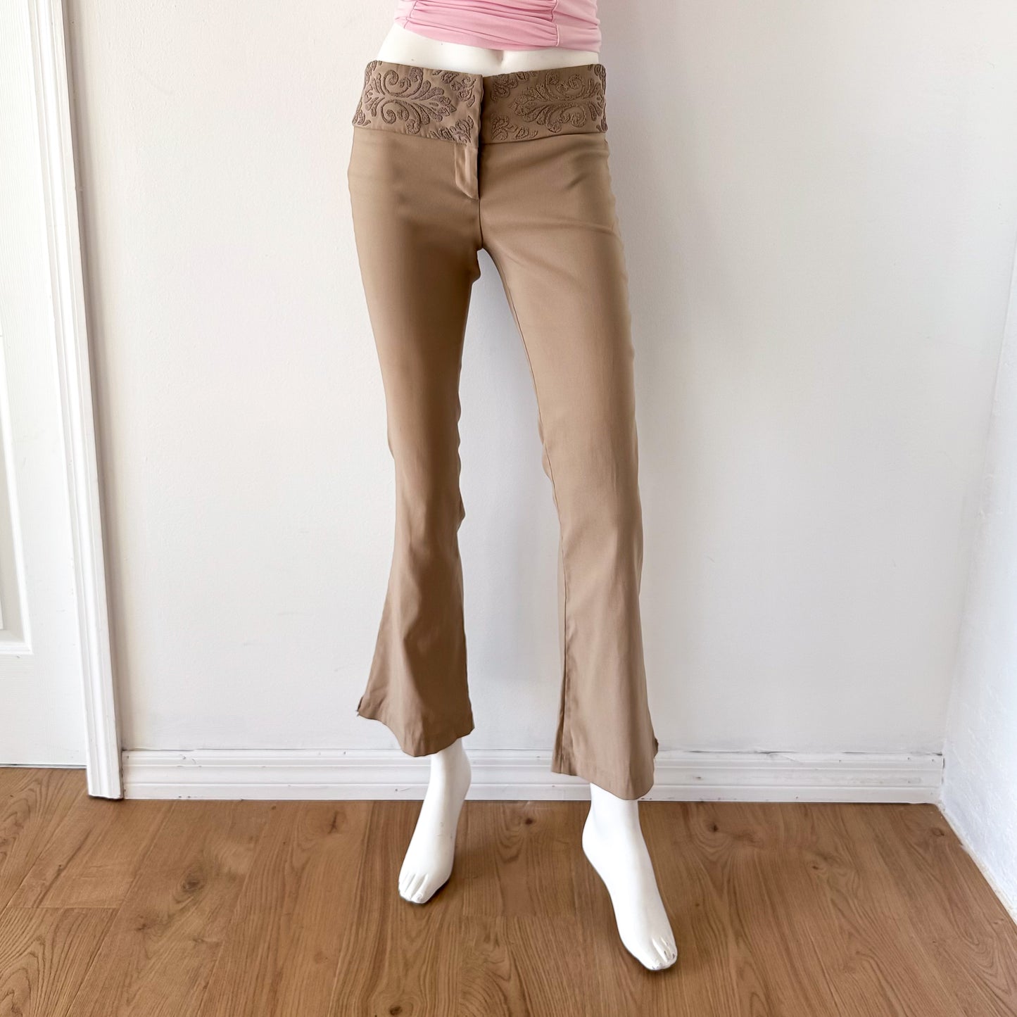 Y2K Tan Beaded Waist Pants / SZ S