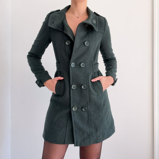 Y2K Forest Green Wool Coat / SZ 6