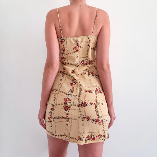 Y2K Yellow Floral Mini Dress / SZ S