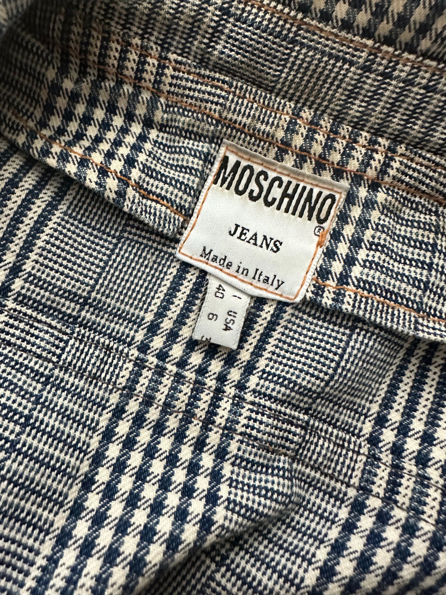 Moschino Blue Plaid Cropped Denim Jacket / SZ 6