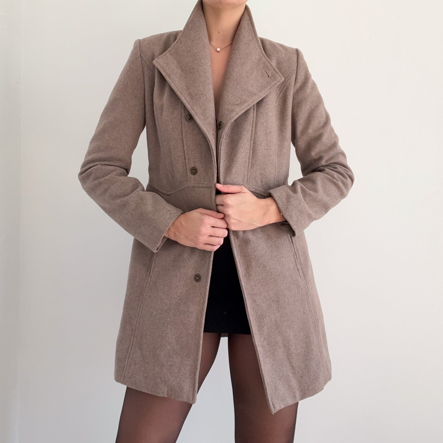 Y2K Taupe Wool Coat / SZ S/M