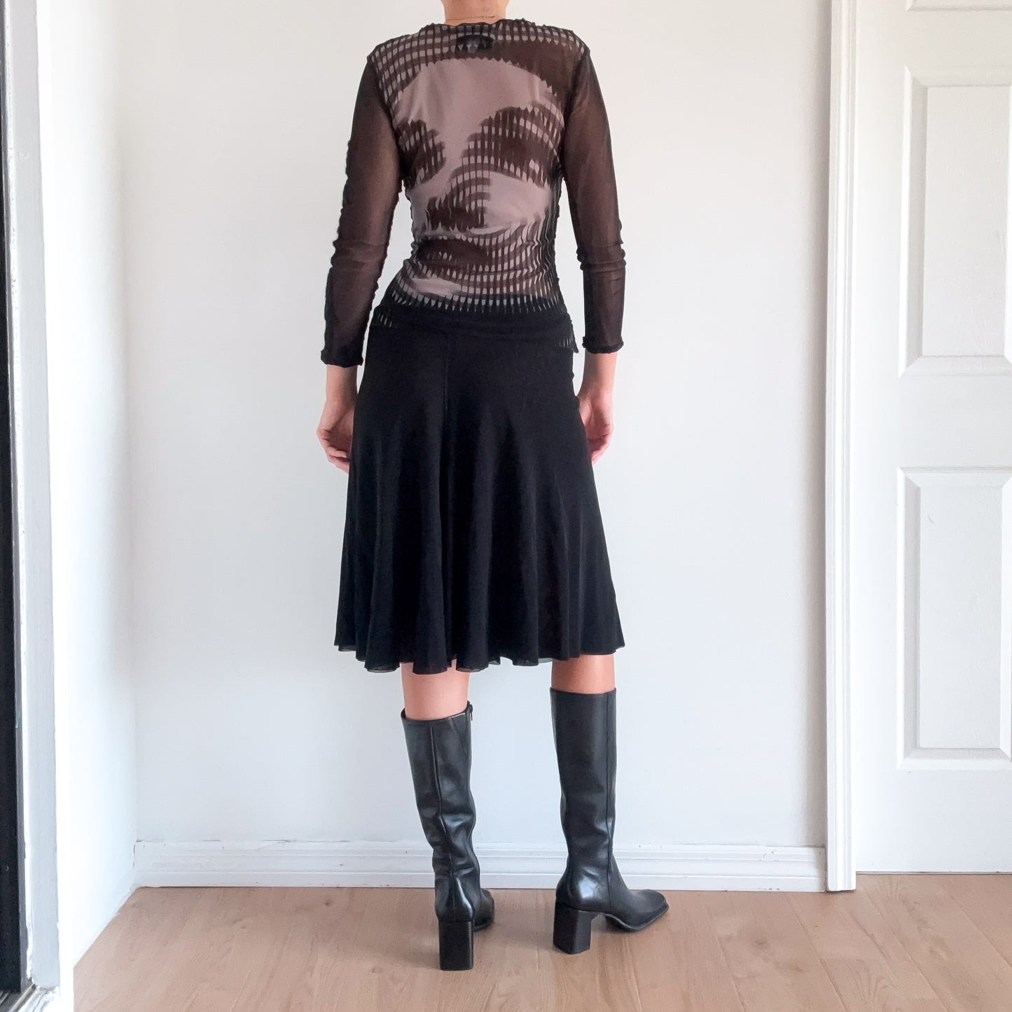 Y2K Jean Paul Gaultier Black Mesh Midi Skirt / SZ M
