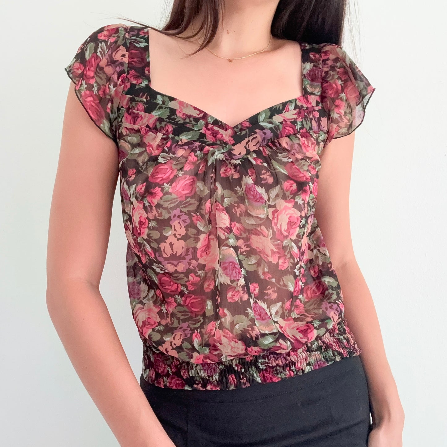 2010's Delia's Purple Floral Chiffon Top / SZ XS/S