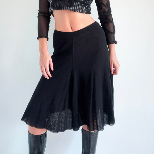 Y2K Jean Paul Gaultier Black Mesh Midi Skirt / SZ M