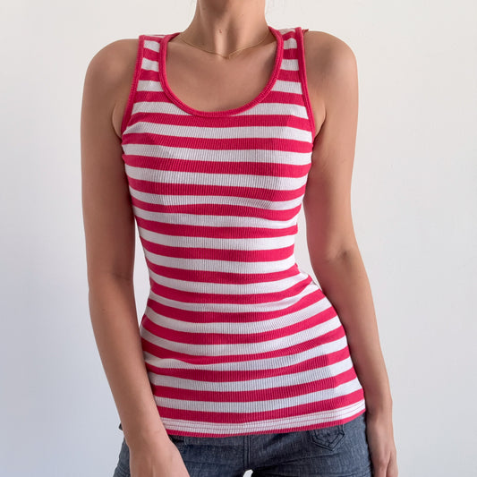 Y2K Red & White Striped Tank / SZ S-M