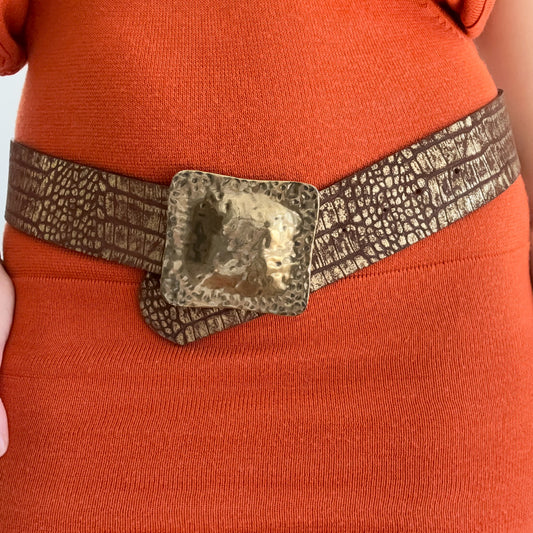 Y2K Chico's Metallic Leather Belt / SZ M-L