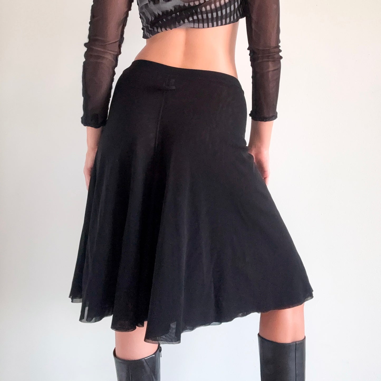 Y2K Jean Paul Gaultier Black Mesh Midi Skirt / SZ M