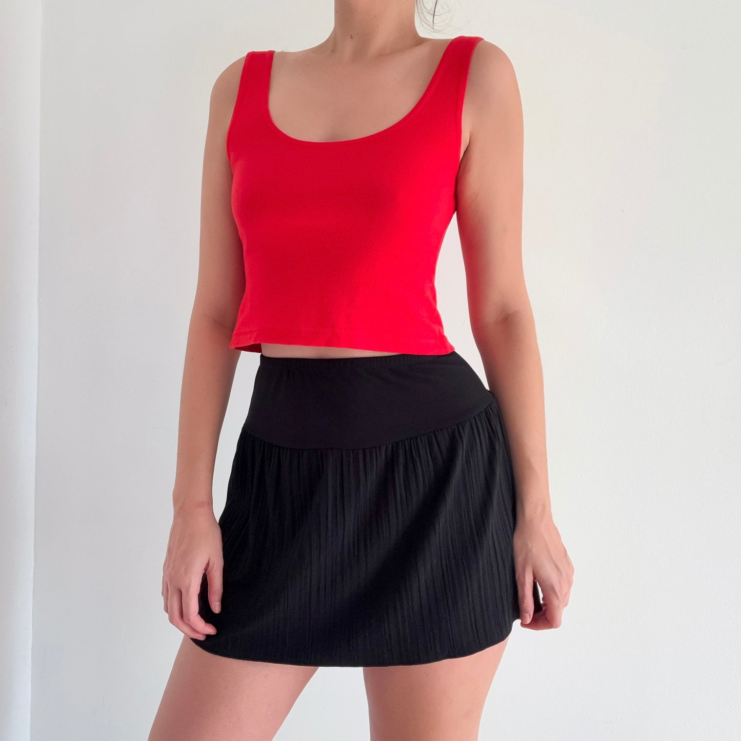 Y2K Black Drop Waist Pleated Mini Skirt / SZ S