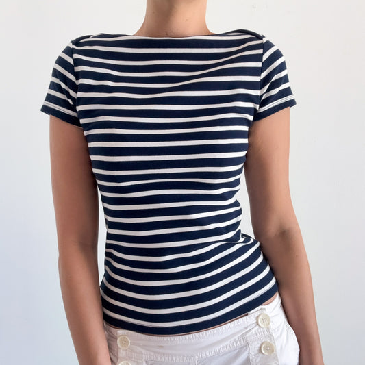 Contemporary Navy Striped Tee / SZ M