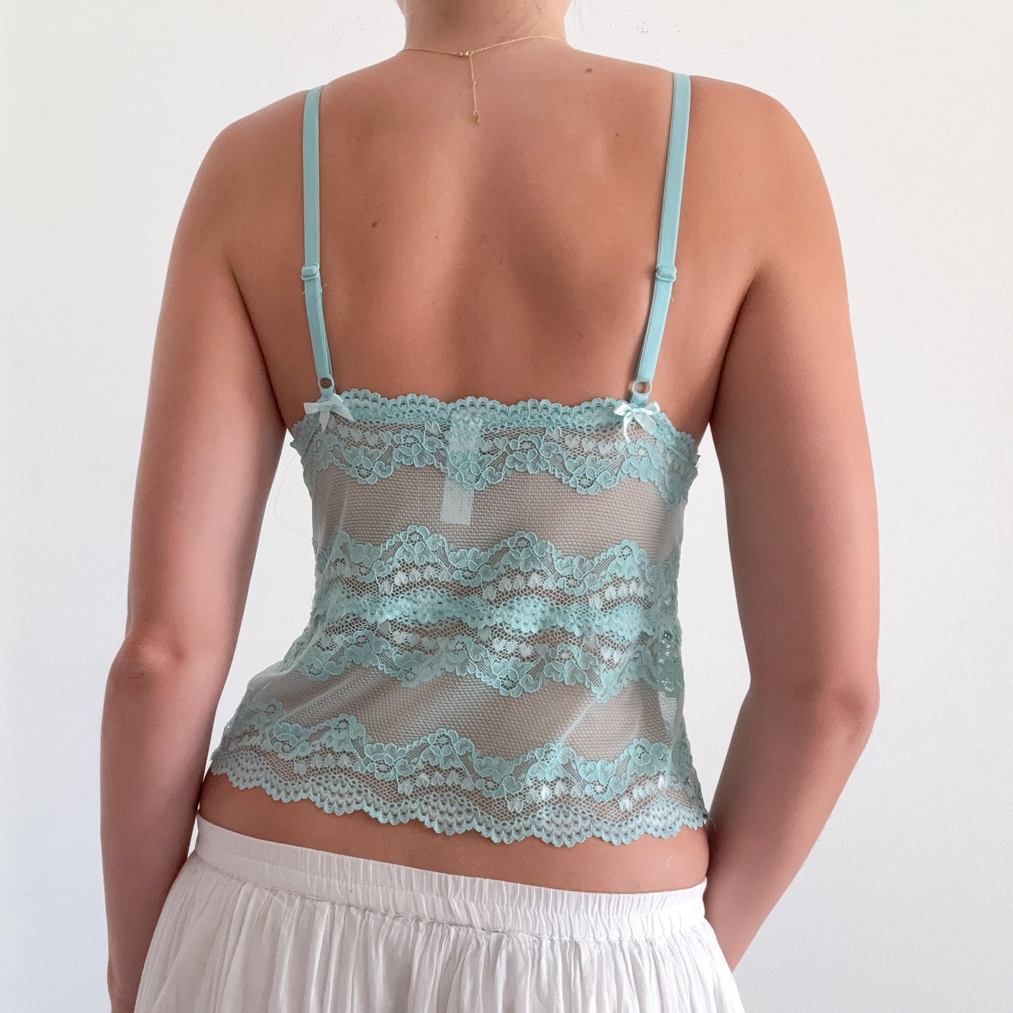 Y2K Aqua Lace Bralette Top / SZ 34B