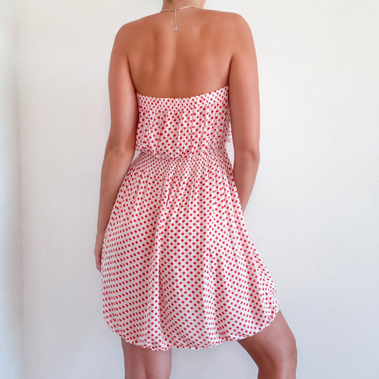 Y2K Red & Ivory Polka Dot Mini Dress / SZ M-L