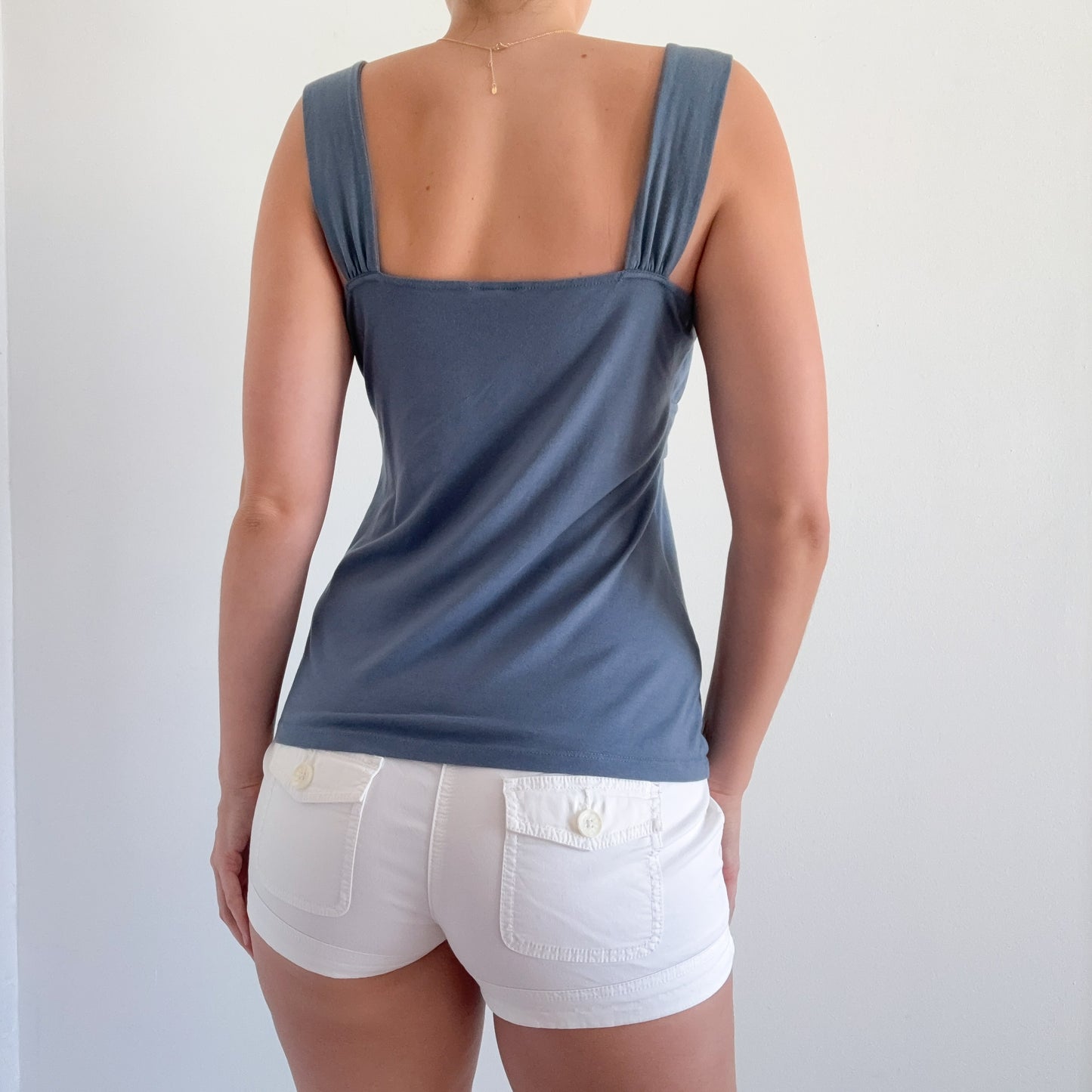 Y2K Slate Blue Scrunch Top / SZ M