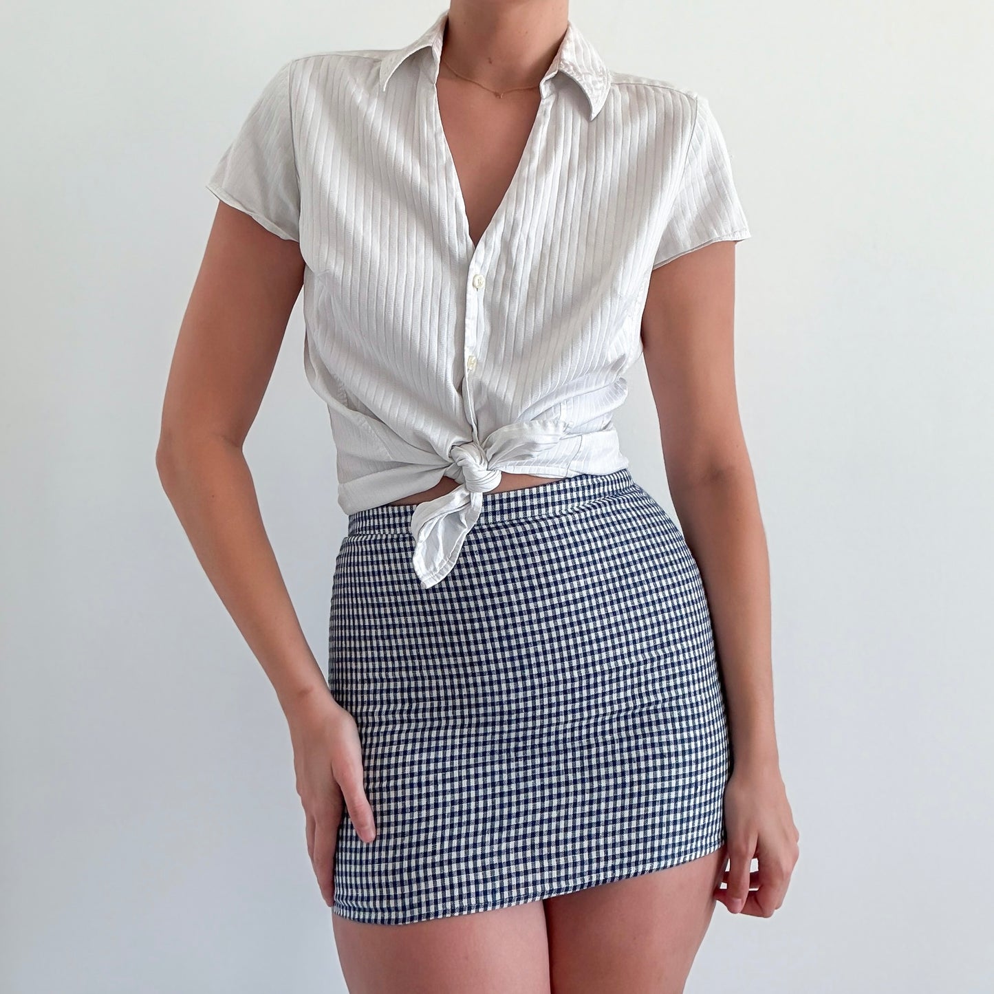 Y2K White Cotton Button Up Blouse / SZ 10