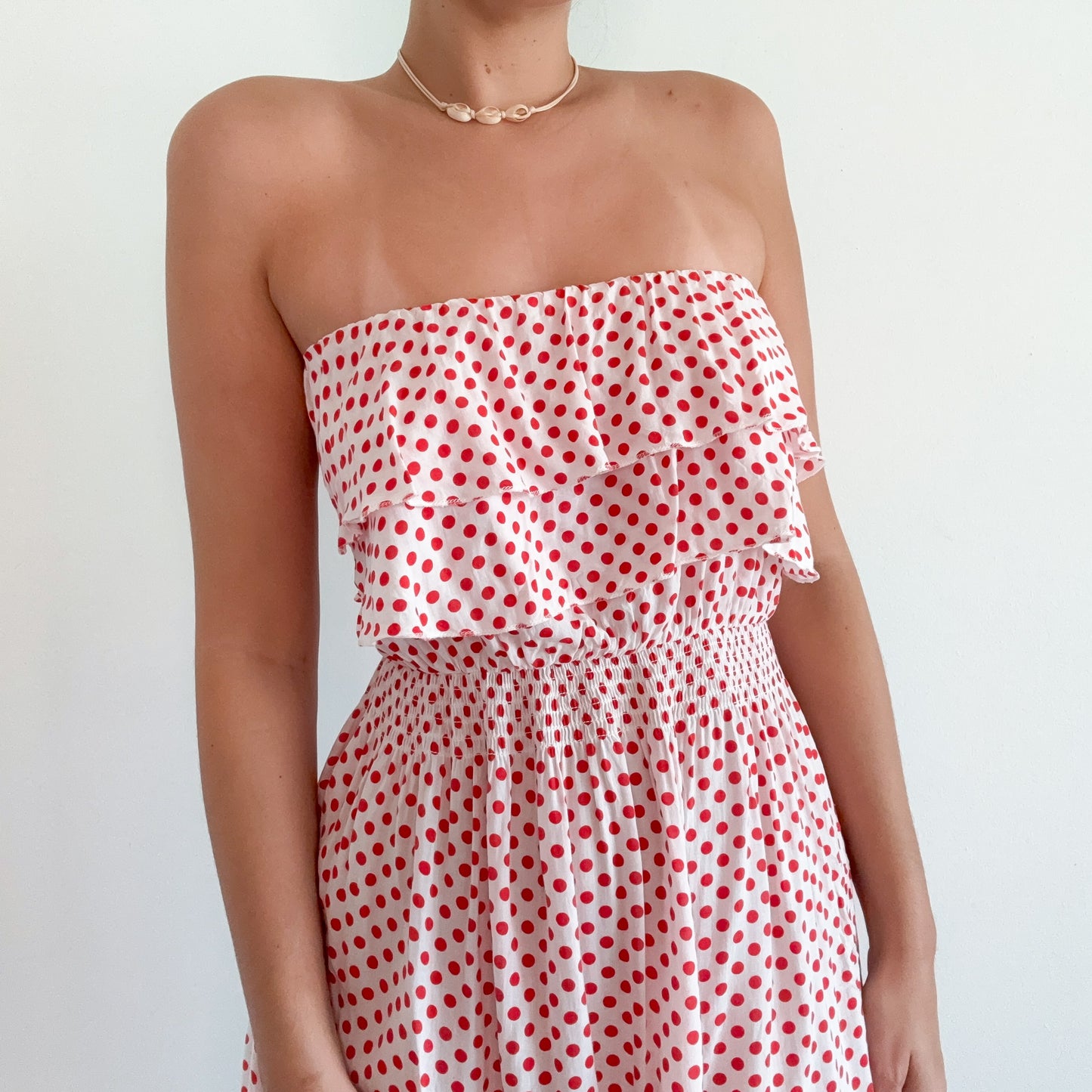 Y2K Red & Ivory Polka Dot Mini Dress / SZ M-L