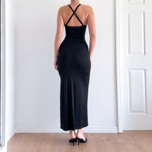 90's Bebe Black Maxi Dress / SZ M