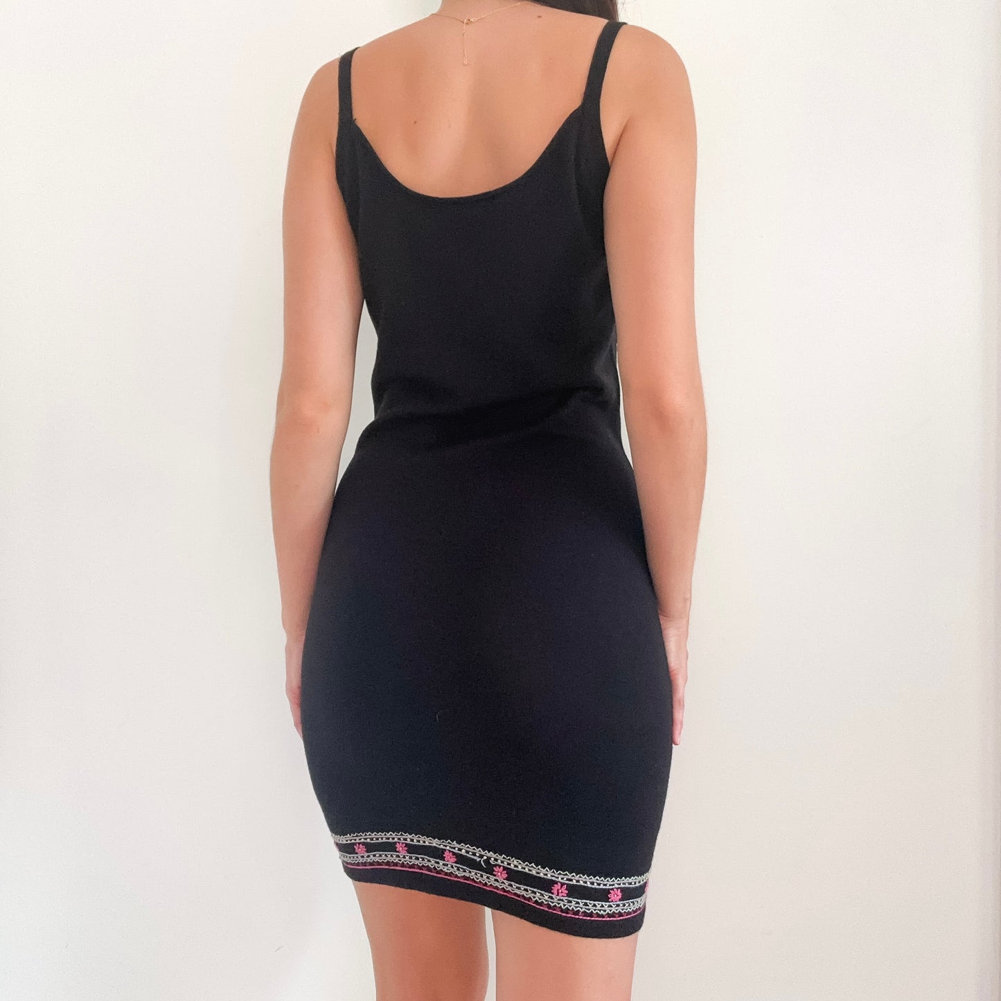 Y2K Black Multicolor Embroidered Knit Dress / SZ S-M