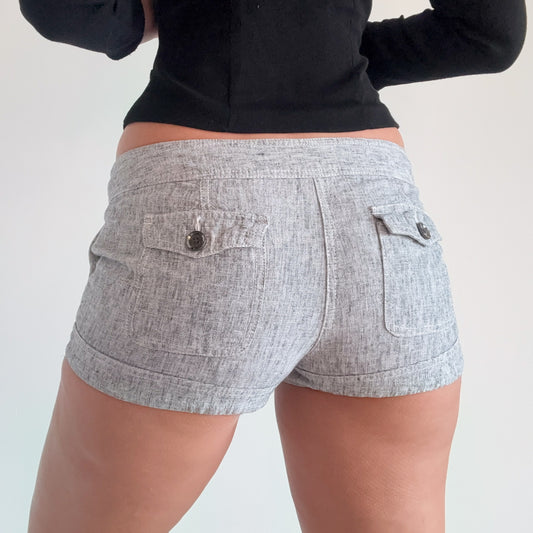 Y2K Express Grey Linen Nautical Shorts / SZ 8
