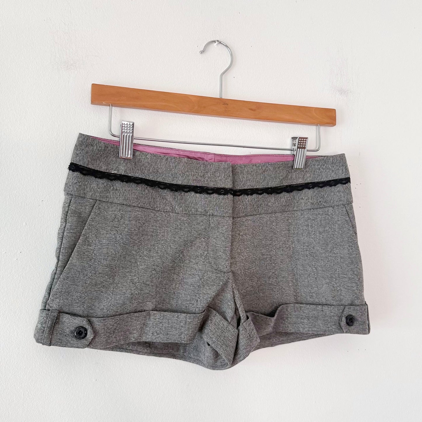 Y2K Grey Lace Work Shorts / SZ 2