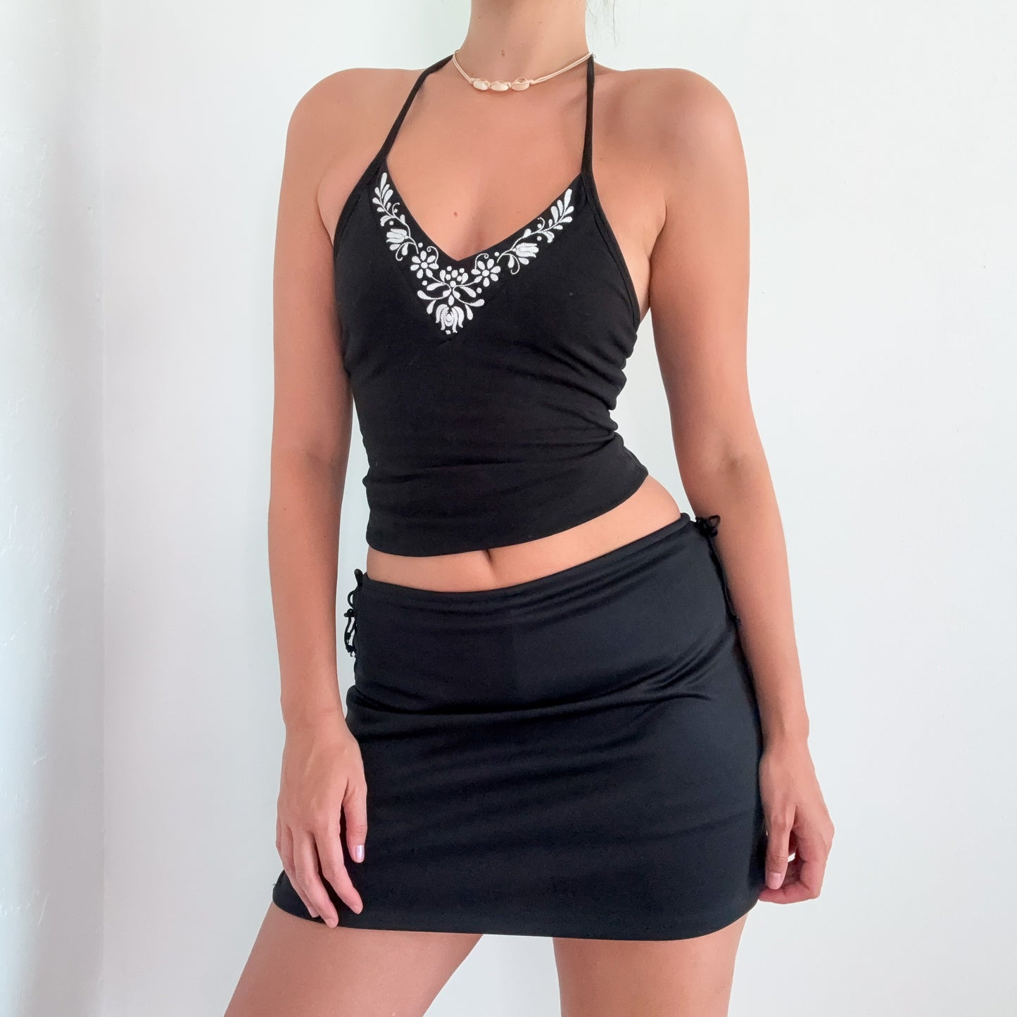 90's Black Lace Up Mini Skort / SZ M/L
