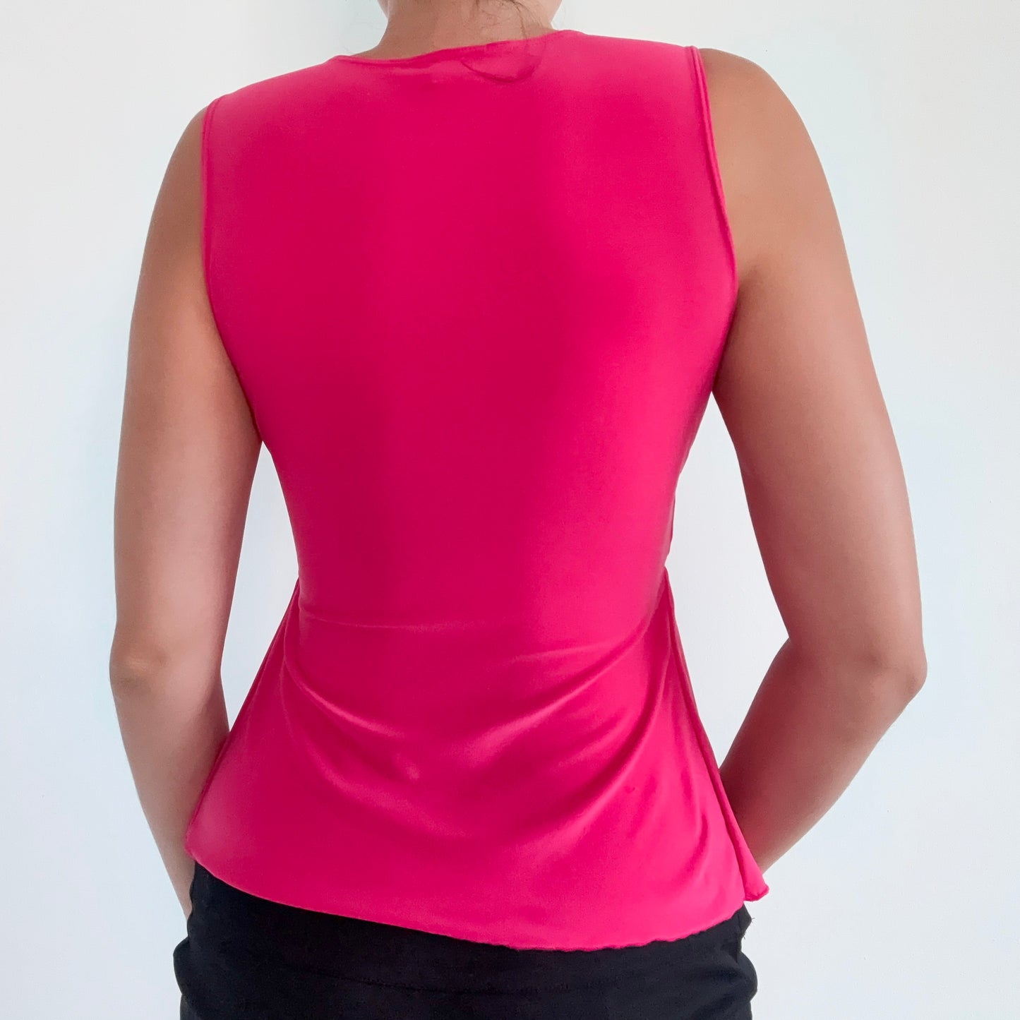 Y2K Hot Pink Open Front Diamond Top / SZ S