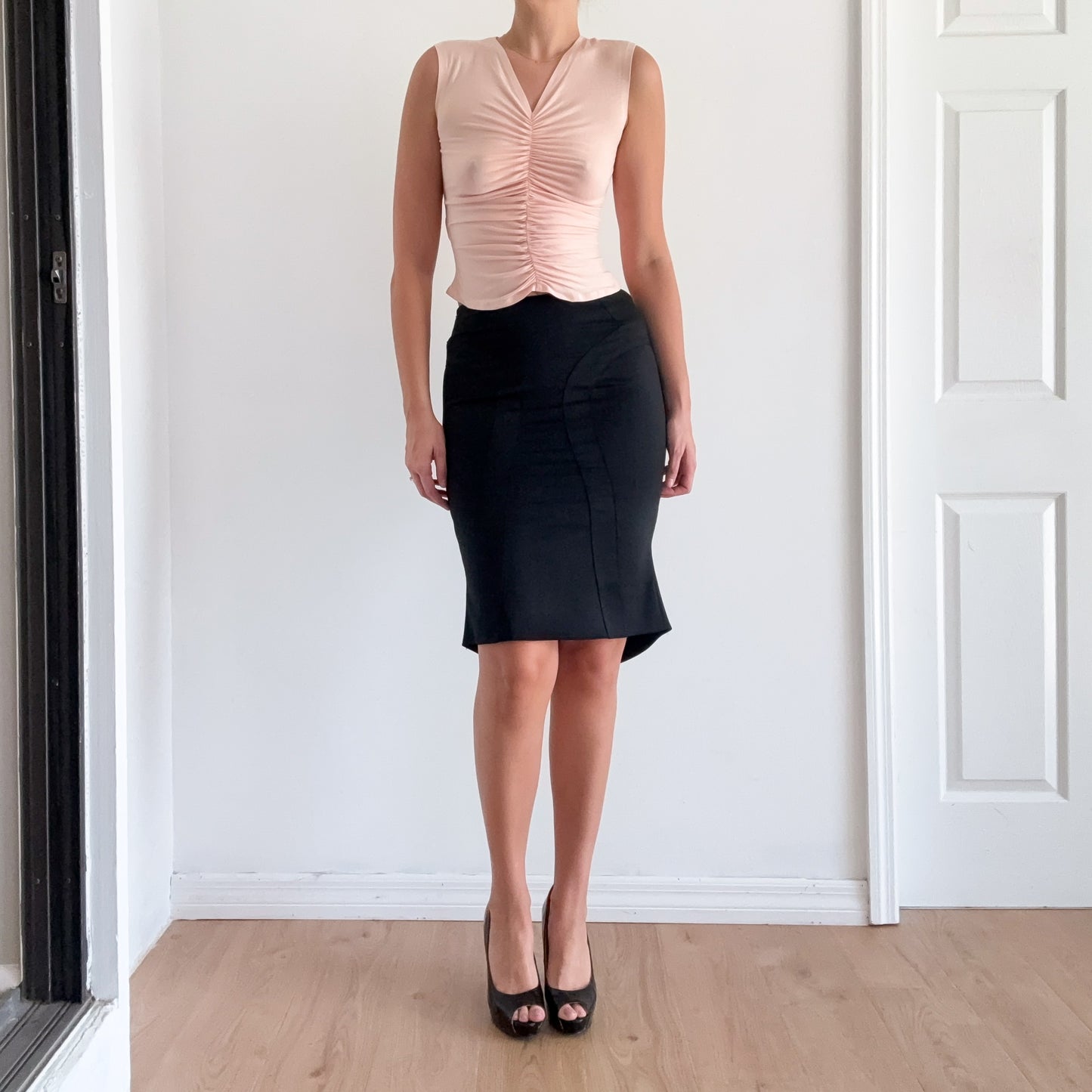 Y2K Italian Black Wool Pencil Skirt / SZ 4/6