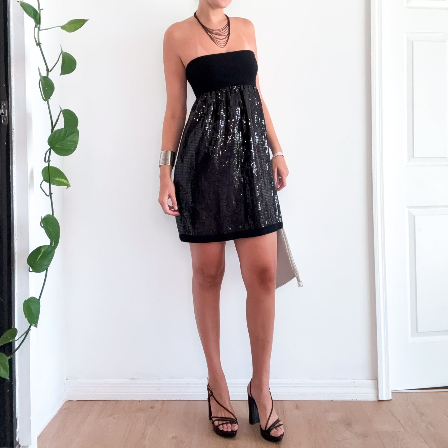 2010's Black Sequin Tube Dress / SZ S-M