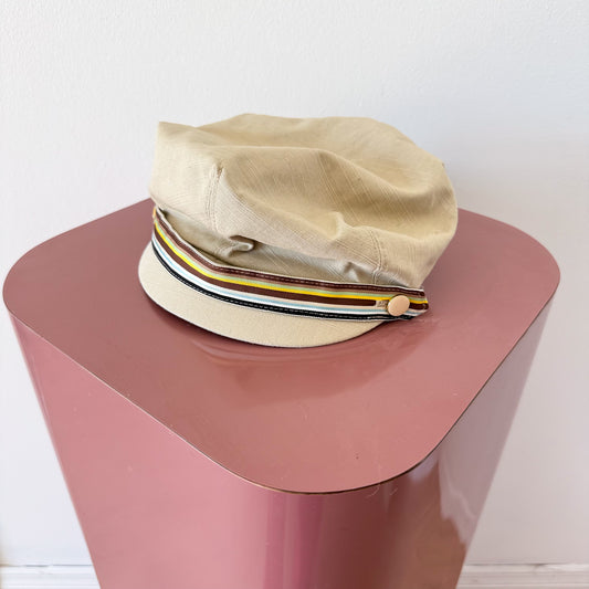 Y2K Badgley Mischka Beige Striped Cap